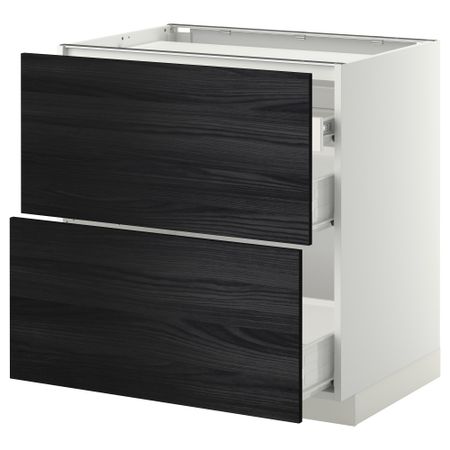Напольный шкаф, 2 фронтальных панели, 3 ящика МЕТОД / ФОРВАРА, белый, Тингсрид черный