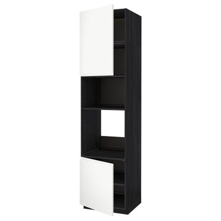 Высокий шкаф для духовки/СВЧ, 2 дверцы, полки МЕТОД, черный, Воксторп белый
