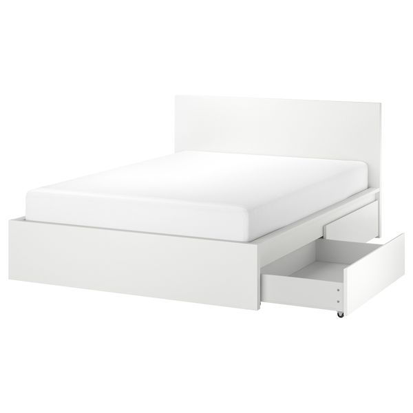 Каркас кровати + 2 кроватных ящика, белый, Lindbåden, 140x200 см IKEA MALM МАЛЬМ 594.949.95 - фото 1