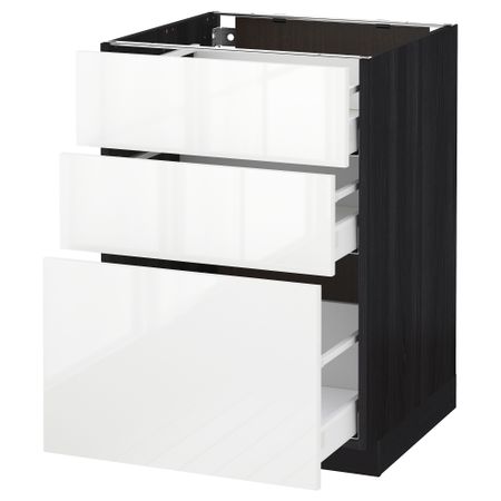 Напольный шкаф с 3 ящиками МЕТОД / МАКСИМЕРА, черный, Рингульт белый
