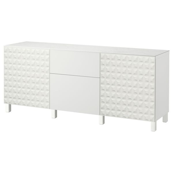 Комбинация для хранения с дверцами, ящиками БЕСТО, Дьюпвикен, Лаппвикен белый (180x42x74 см) - фото 1