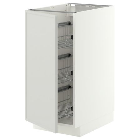 METOD Напольный шкаф/проволочные корзины - белый/Aspudden светло-серый 40x60 см