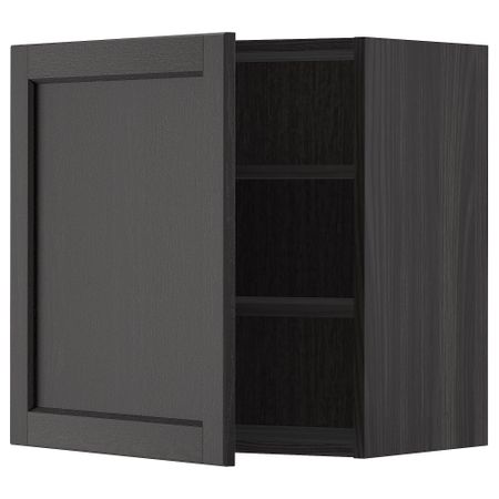 Навесной шкаф с полками, черный, Lerhyttan черная морилка, 60x60 см IKEA METOD МЕТОД 594.678.12