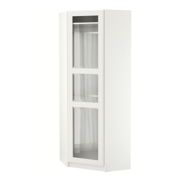 Гардероб угловой ПАКС, белый, Тисседаль белый прозрачное стекло - схема-чертеж с размерами