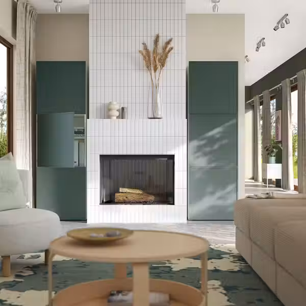 BESTÅ Комбинация для хранения с дверцами - белый/Krukmakare темный серо-зеленый 120x42x193 см - фото 3