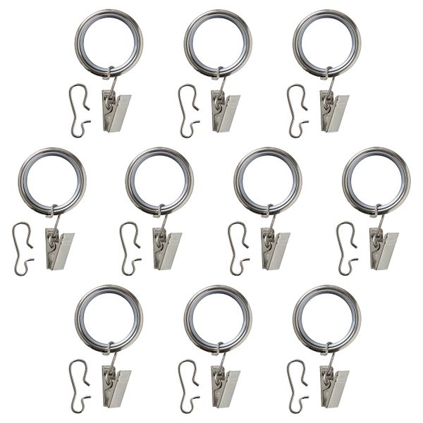 Гардин кольцо с зажимом и крючком, никелированный 25 мм IKEA SYRLIG СИРЛИГ 204.897.87 - схема-чертеж с размерами