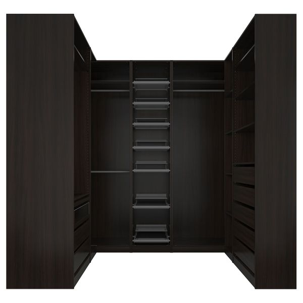 Гардероб угловой, черно-коричневый, 210/273/210x236 см IKEA ПАКС 092.193.01 - фото 2
