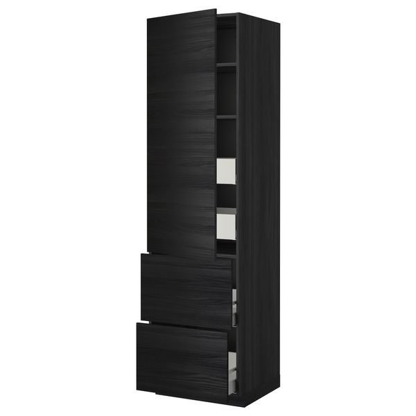 Высокий шкаф + полки, 4 ящика, 2 дверцы МЕТОД / МАКСИМЕРА, черный, Тингсрид черный - фото 1
