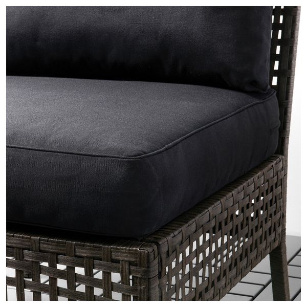 Садовый угловой диван 3 + 2 КУНГСХОЛЬМЕН / КУНГСЭ, черно-коричневый (204/204x80x73 см) - фото 2