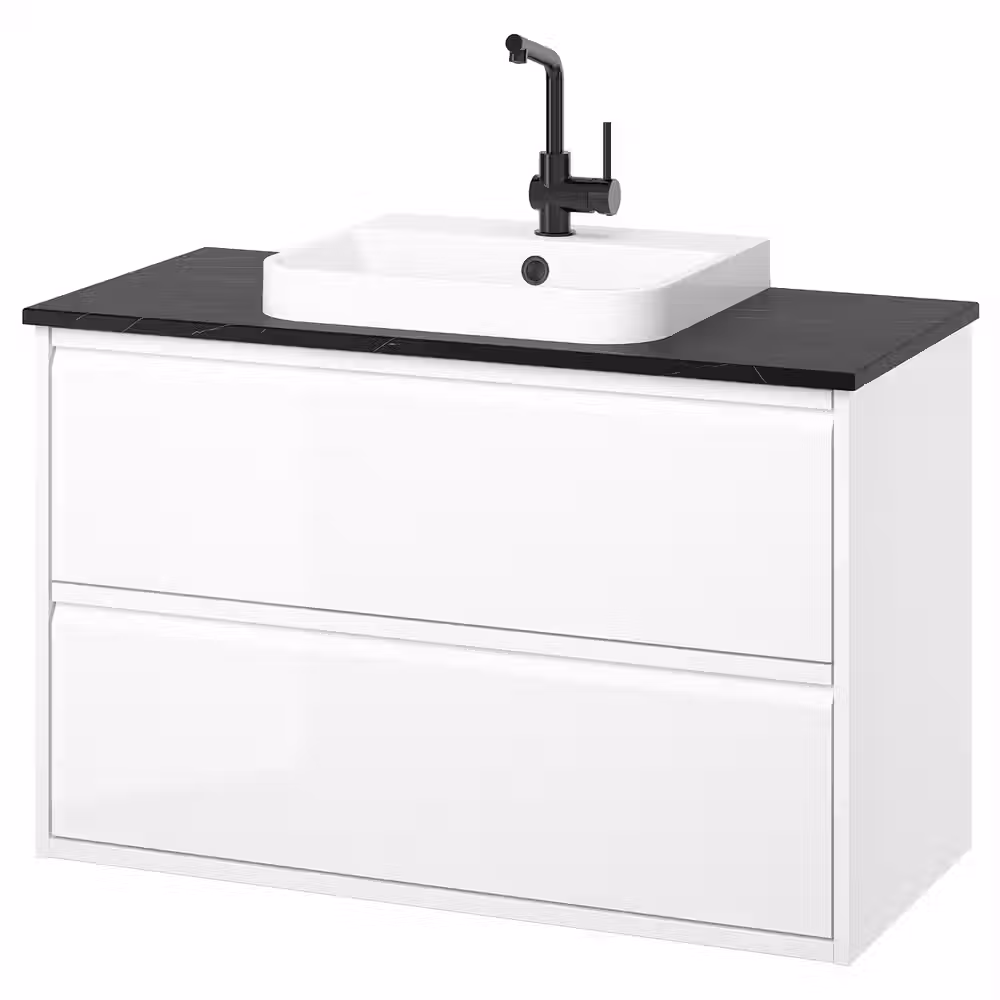 ÄNGSJÖN ЭНГШЁН / BACKSJÖN БАККШЁН Шкаф с ящиками/раковина/смеситель - фото 1