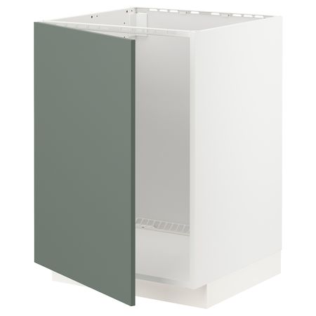 Напольный шкаф для мойки, белый/Бодарп серо-зеленый 60x60 см IKEA METOD МЕТОД 494.456.27