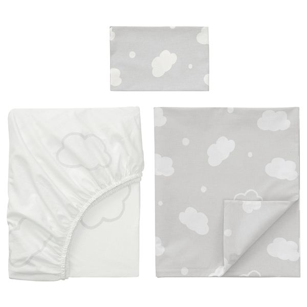Детское постельное белье, 3 предмета, облако, серый, 60x120 см IKEA RINGDUVA 405.411.95 - фото 3