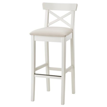 Стул барный, белый, Hallarp бежевый, 75 см IKEA INGOLF ИНГОЛЬФLF ИНГОЛЬФ 804.787.43