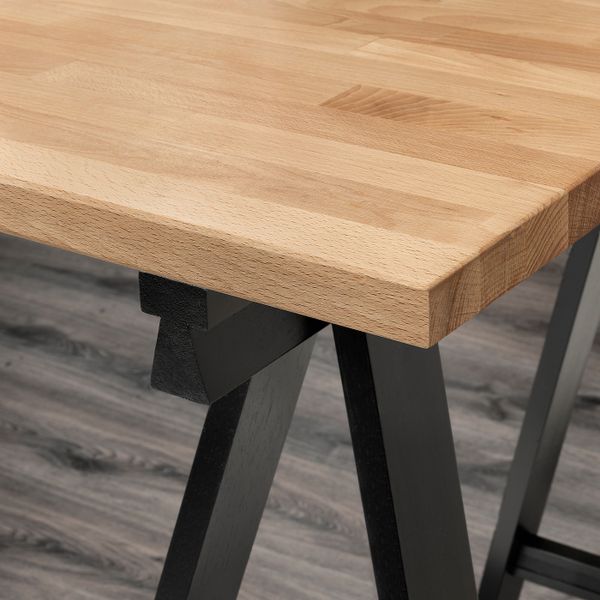 Стол, бук/черный белый 310x75 см IKEA GERTON ГЕРТОН 192.791.15 - схема-чертеж с размерами