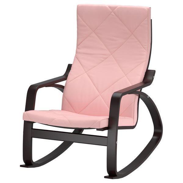 Кресло-качалка ПОЭНГ, черно-коричневый, Эдум розовый - фото 1