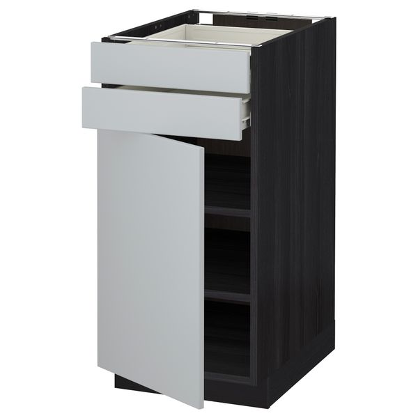 Напольный шкаф с дверцей, 2 ящиками МЕТОД / ФОРВАРА, черный, Веддинге серый - схема-чертеж с размерами