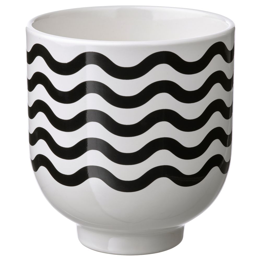 Кашпо, 9 см, для дома, улицы с рисунком, черный белый IKEA DRÖMSK ДРЁМСК 905.360.21 - фото 1