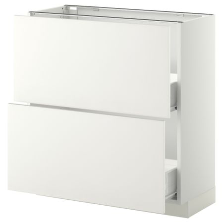 Напольный шкаф с 2 ящиками МЕТОД / ФОРВАРА, белый, Хэггеби белый