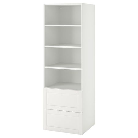 Стеллаж, белый с рамой/с 2 ящиками 60x57x181 см IKEA SMÅSTAD СМОСТАД / OPPHUS ОПХУС 194.833.00