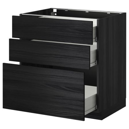 Напольный шкаф с 3 ящиками МЕТОД / ФОРВАРА, черный, Тингсрид черный