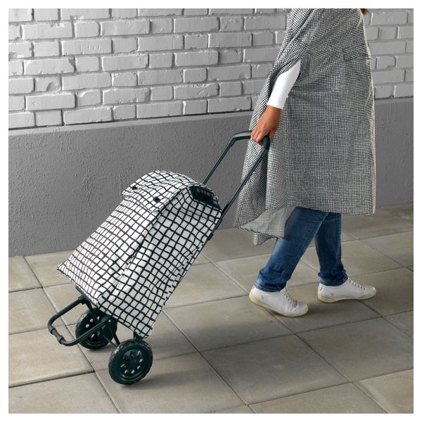 Сумка хозяйственная на колесиках КНЭЛЛА, черный, белый - фото 2