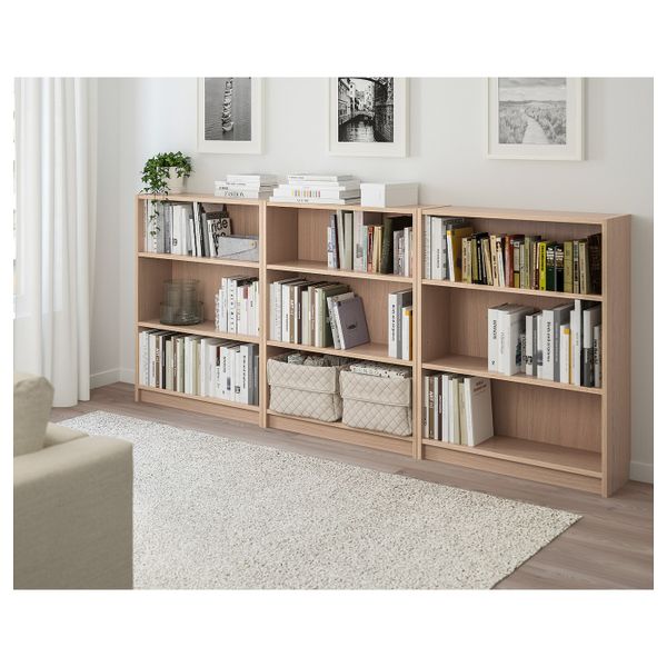 Стеллаж, дубовый шпон, беленый 240x28x106 см IKEA BILLY БИЛЛИ 592.499.37 - фото 2