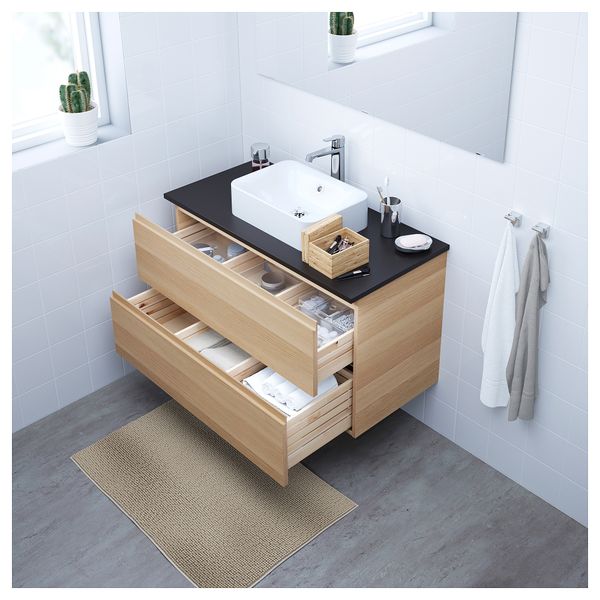 Шкаф со столешницей 45x32 раковина ГОДМОРГОН/ТОЛКЕН / ХОРВИК, под беленый дуб, антрацит (102x49x72 см) - схема-чертеж с размерами