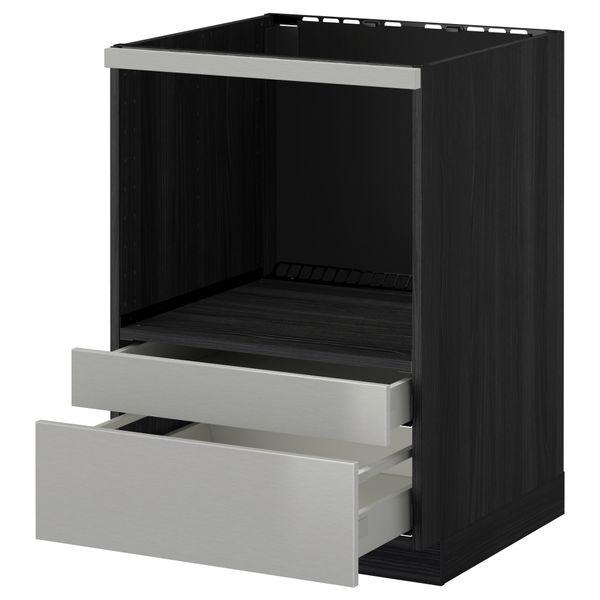 Напольный шкаф для комбинирования СВЧ, ящики МЕТОД / МАКСИМЕРА, черный, Гревста нержавеющ сталь (60x60 см) - схема-чертеж с размерами