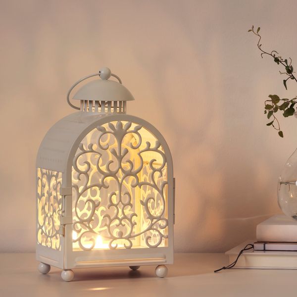 Фонарь для свечи в металической пдствк, для дома, улицы белый 26 см IKEA GOTTGÖRA ГОТТГЁРА 303.716.74 - фото 3
