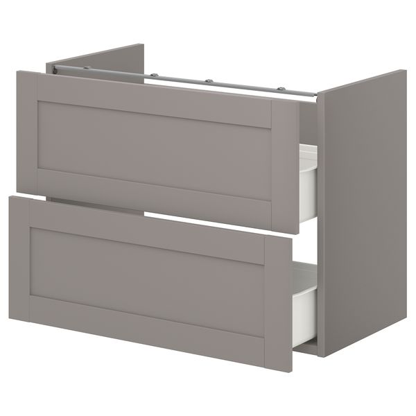 Напольный шкаф для раковины,2 ящика, 80x42x60 см, серый, серый каркас IKEA BEGIVENHET БЕГИВЕНХЕТ 993.223.46 - схема-чертеж с размерами