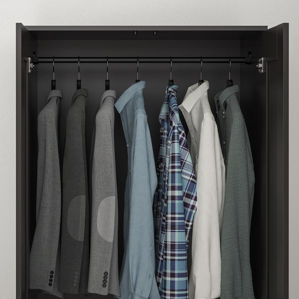 Шкаф платяной 2-дверный, черный, 78x190 см IKEA BRIMNES БРИМНЭС 804.004.76 - фото 5