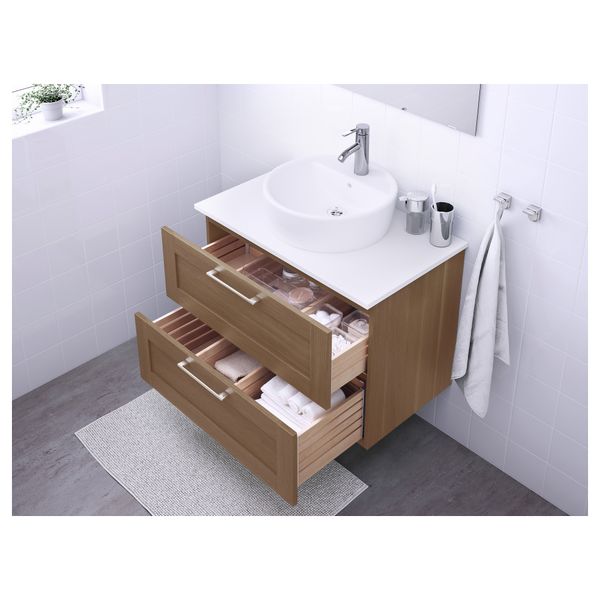 Шкаф п-раковину/столешн45/раковина ГОДМОРГОН/АЛДЕРН / ТОРНВИКЕН, под грецкий орех, белый - схема-чертеж с размерами