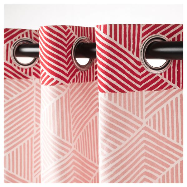 Гардины, 1 пара НИННЕРЁРТ, красный/белый (145x300 см) - фото 3