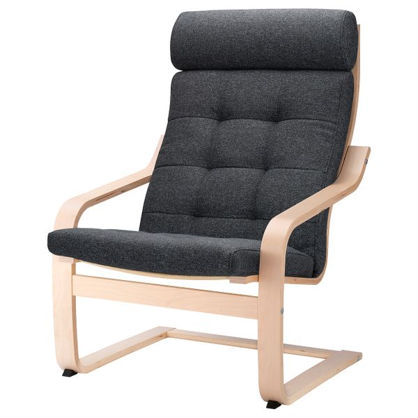 Кресло, березовый шпон/Гуннаред темно-серый IKEA POÄNG ПОЭНГ 894.372.20 - фото 1