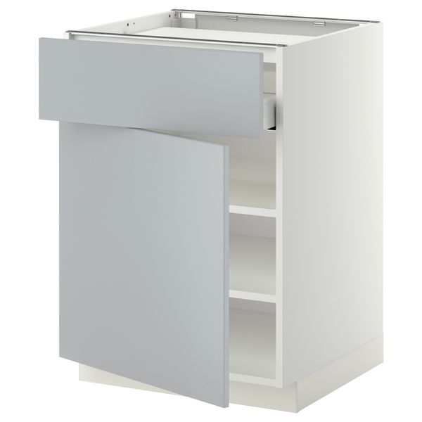Напольный шкаф для варочной панели, ящик, полка, дверцы МЕТОД / МАКСИМЕРА, белый, Веддинге серый (60x60 см) - фото 1