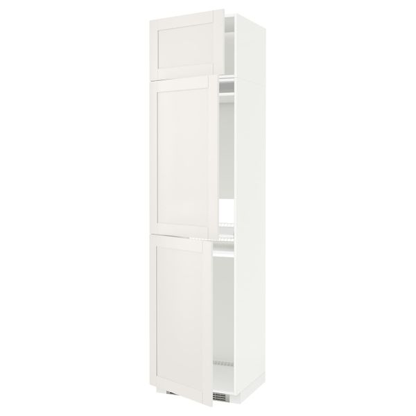 Высокий шкаф для холодильника или морозильника, с 3 дверями, белый/Сэведаль белый 60x60x240 см IKEA METOD МЕТОД 992.230.92 - схема-чертеж с размерами