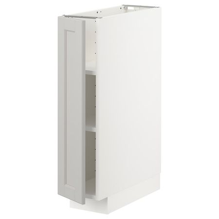 METOD Напольный шкаф с полками - белый/Lerhyttan светло-серый 20x60 см