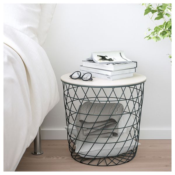 Столик с отделениями для хранения КВИСТБРУ, бирюзовый (44 см) - фото 4