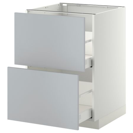 Напольный шкаф 2 форнтальных, 2 высоких ящик, 60x60 см, белый, Veddinge серый IKEA METOD МЕТОД, MAXIMERA МАКСИМЕРА 099.163.75