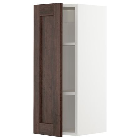 Шкаф навесной с полкой, белый/Эдсерум коричневый 30x80 см IKEA METOD МЕТОД 693.020.43