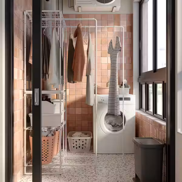 JOSTEIN Стеллаж с сушилкой - д/дома/улицы/проволочный белый 82x53/117x180 см - фото 2