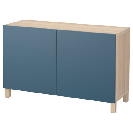 Комбинация для хранения с дверцами БЕСТО, под беленый дуб, Вальвикен темно-синий