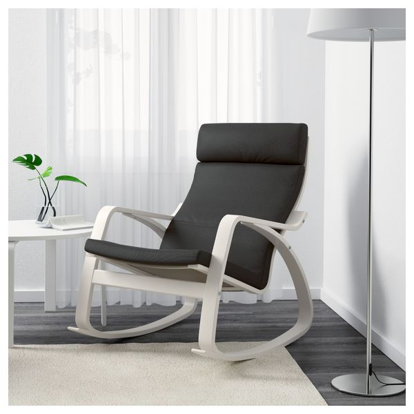 Кресло-качалка ПОЭНГ, белый, Финнста серый - фото 2