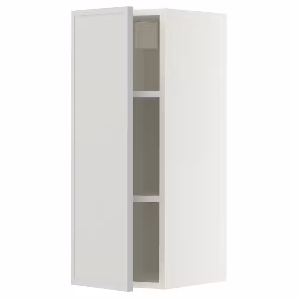METOD Навесной шкаф с полками - белый/Aspudden светло-серый 30x80 см - фото 1