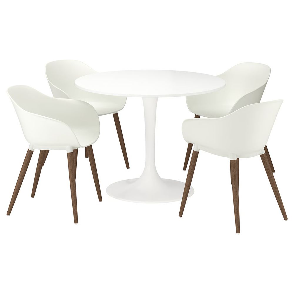 DOCKSTA / GRÖNSTA ГРЁНСТА Стол+4 стула с подлокотниками - белый/белый 103 см - фото 1