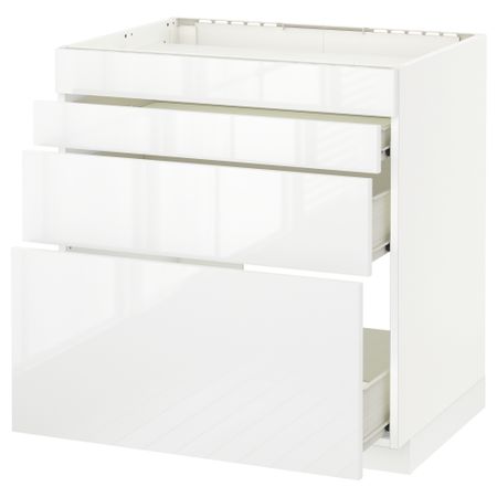 Напольный шкаф для духовки, 4фасада, 3 ящика МЕТОД / ФОРВАРА, белый, Рингульт белый