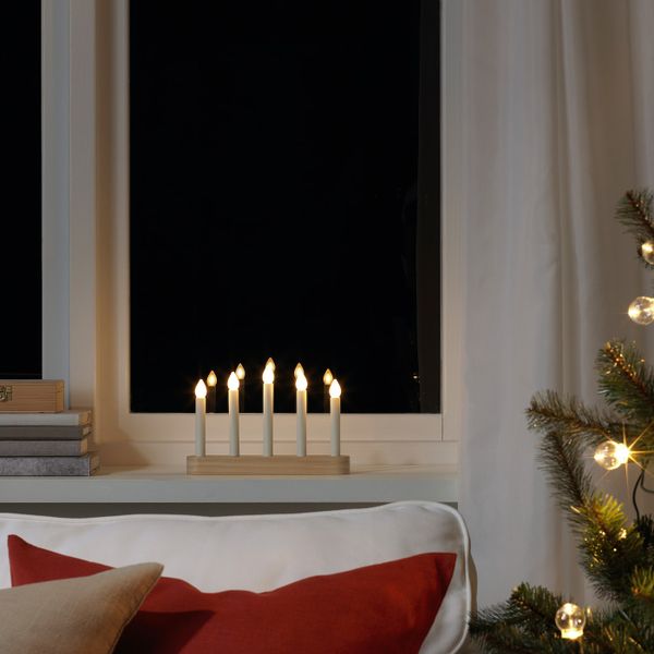 Светодиодный канделябр, 5 ламп, с батарейным питанием/сосна 15 см IKEA STRÅLA СТРОЛА 904.786.53 - фото 4