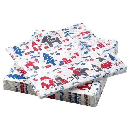 Салфетка бумажная, с рисунком, разные цвета, 33x33 см IKEA ВИНТЕРФЕСТ 404.328.27