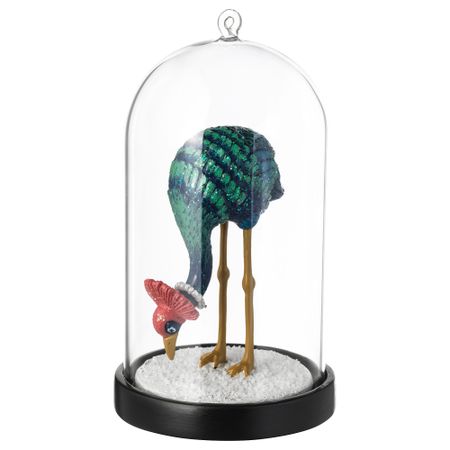 Стеклянный клош с украшением ВИНТЕР 2018, птица (12.5 см)