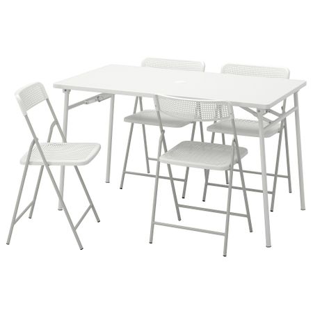 Стол + 4 складных стула, для сада, белый, белый, серый, 130 см IKEA TORPARÖ ТОРПАРЁ 894.948.66